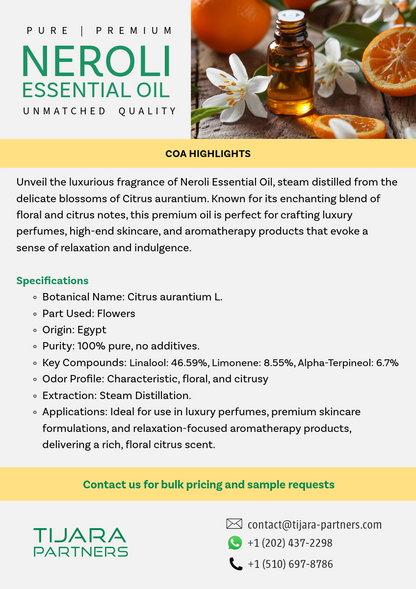 Pure Egyptian Neroli Essential Oil – Bulk Luxury for Perfumery, Skincare & Aromatherapy