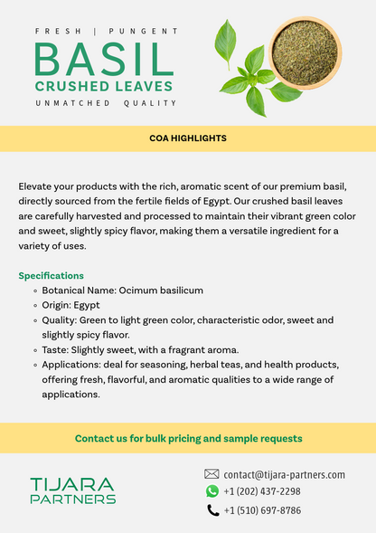 Fresh Egyptian Basil Crushed Leaves – Aromatic & Flavorful, Available in 10 lb Wholesale Bulk